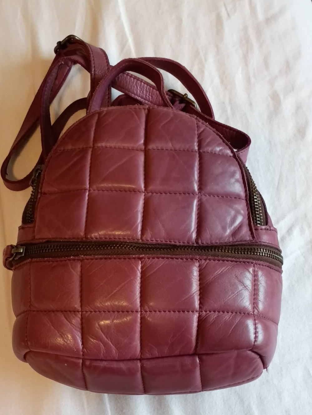 Quilted Mini Backpack in Wine